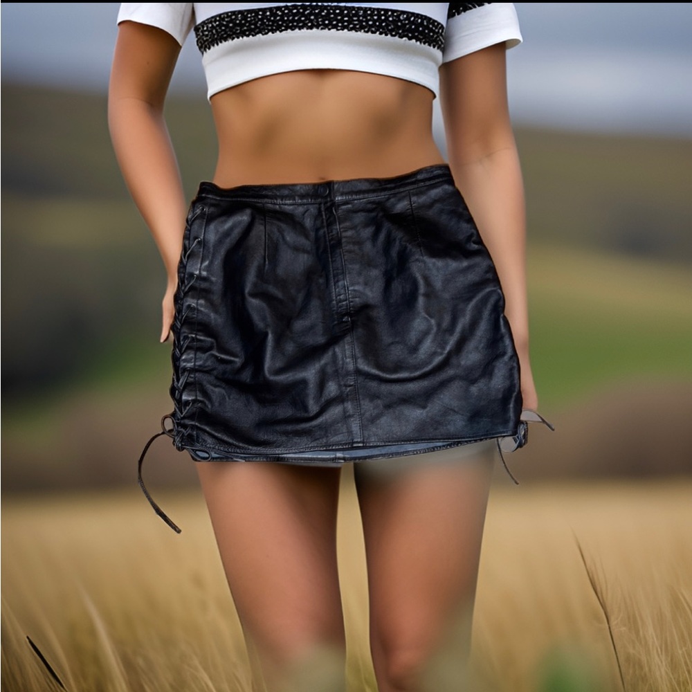 KL Genuine Leather Lace-up Skirt